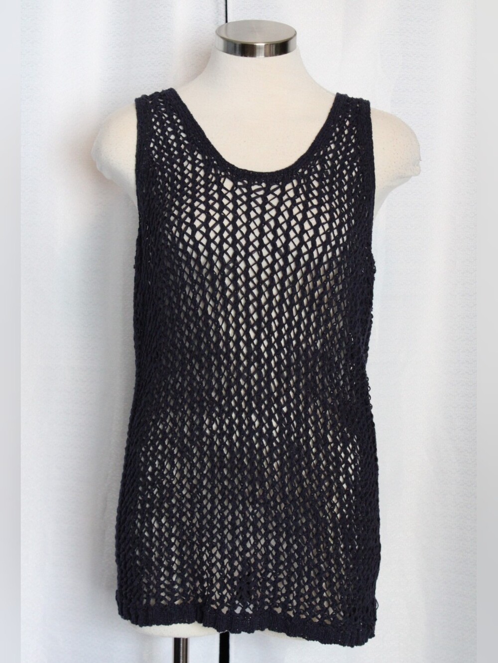 Gap Open-Knit Crochet Tunic Tank – Navy Blue – XS